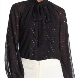 Trina Turk Greyhound rainbow polka dot blouse S
